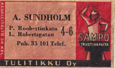 Helsinki, A. Sundholm, Tulitikku Oy , Sampo  8/16