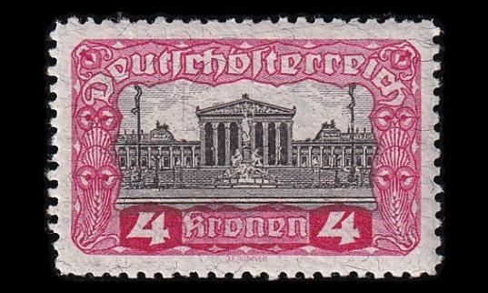 Itävalta 287B ** Parlamenttirakennus 4 Kr (11½) (1919)