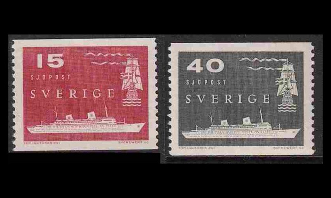 Ruotsi 436-7 ** Laiva postinkuljetus (1958)
