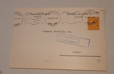  Firmakortti, sensuuri J.Illikainen Oulu 1939