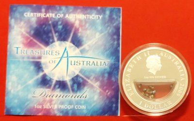 Australia,1 oz 999 hopeaa, Diamonds. HARVINAINEN.