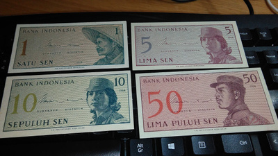 Indonesia 1, 5, 10 ja 50 Sen UNC