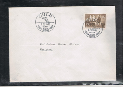 1955  Oulu FDC blanko kuori