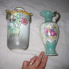 2 vanhaa japanilaista maljakkoa ( hana painted nippon - pikkukuva 1