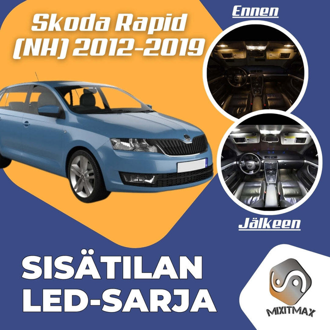 Skoda Rapid (NH) Sisätilan LED-sarja 9-osainen