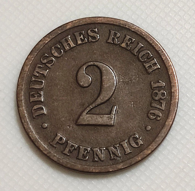 Saksa 2 Pfennig 1876B