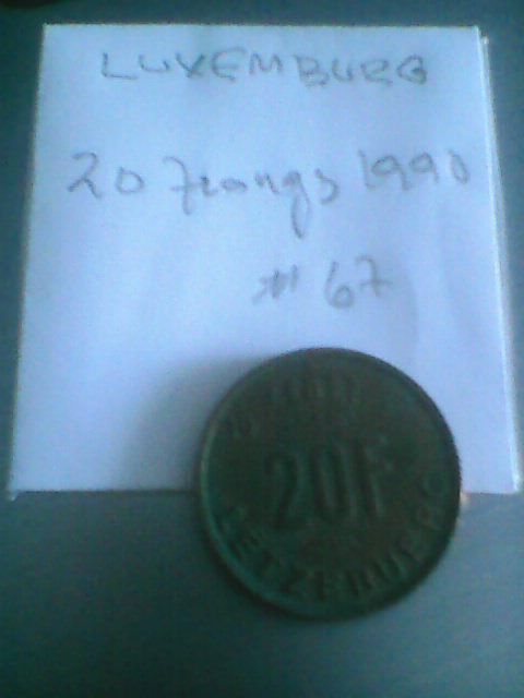 Luxemburg 20 frangs 1990, km#67