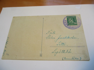 1930/M Postitoimipaikka varaleima kortilla