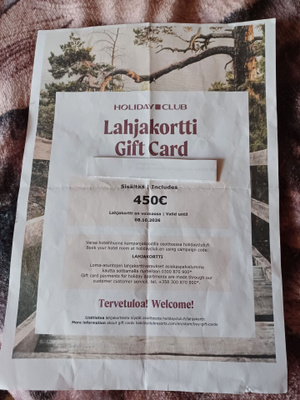Holiday club lahjakortin jäännös, arvo 17€.
