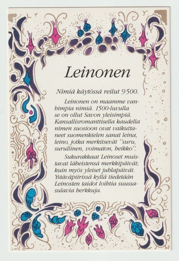 **  Sukunimi   - LEINONEN