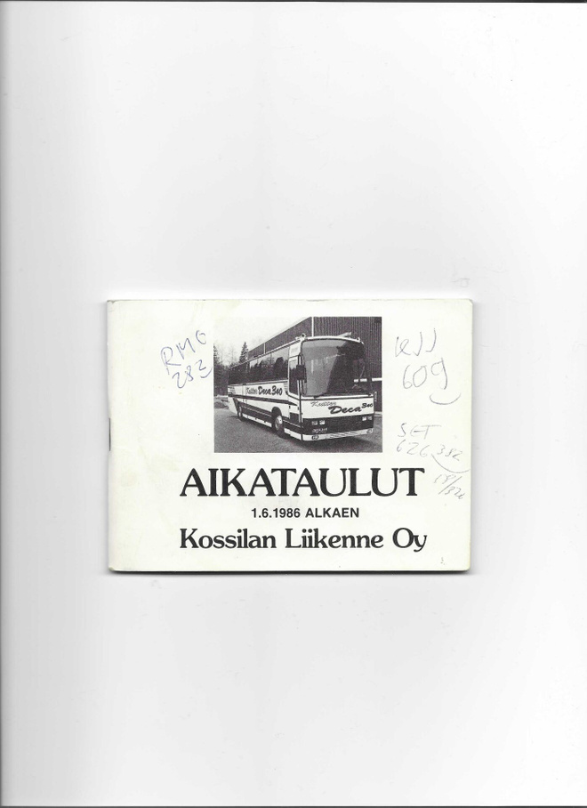 Aikataulut, Kossilan Liikenne Oy, 1986