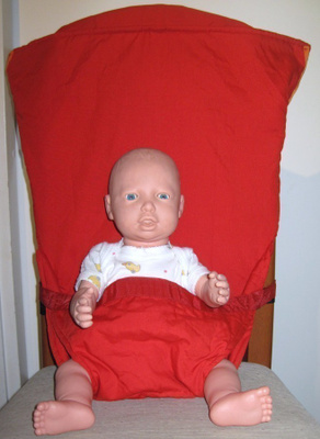 SACK´N SEAT (?) PUNAINEN MATKA SYÖTTÖTUOLI HYVÄ HKI