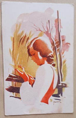 Poika Vesanto: Nuori neito tarkastelee viljaa, Kenttäp. 1943