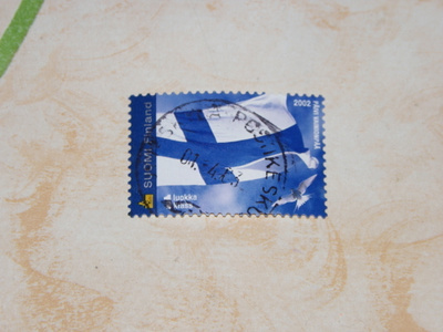 Suomen lippu 2002 Lape 1601 leimattu