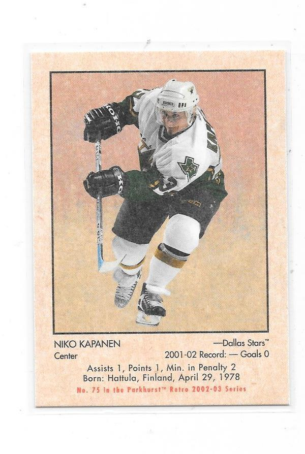 2002-03 Parkhurst Retro #75 Niko Kapanen  Dallas Stars