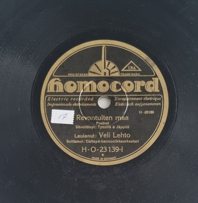 Savikiekko 1931 - Veli Lehto - Homocord O. 4-23139