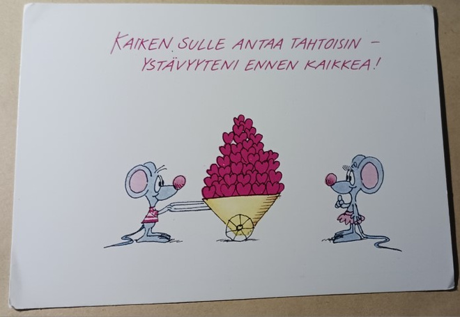 Hiiret ja kottikärryt täynnä sydämiä, Ystävänpäiväpk, ei p.