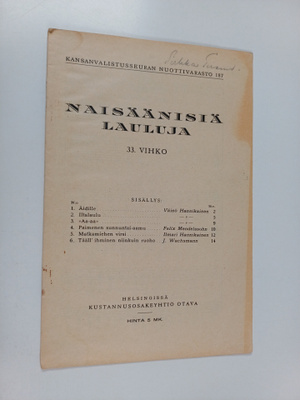 Naisäänisiä lauluja 33. vihko