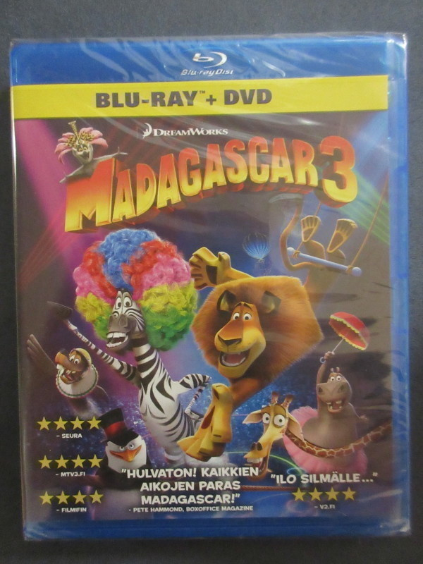 MADAGASCAR 3 Blu-ray  +  dvd -UUSI