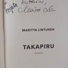 Maritta Lintunen : Takapiru : novelleja (signeerattu, tek... - pikkukuva 3