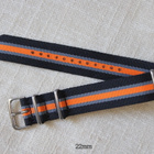 Nato 22mm  musta/kapea harmaa/oranssi ranneke - pikkukuva 3