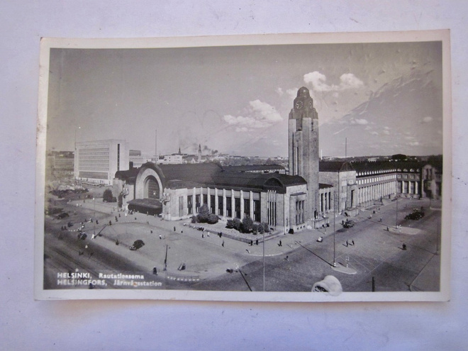 VANHA Postikortti Helsinki Rautatie Asema 1930-l
