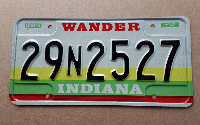 Indiana rekisterikilpi Wander värikäs kilpi
