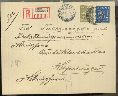 1945 kirjattu paikalliskirje
