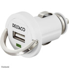 Deltaco USB minilaturi autoon, USB A liitos, 2.1A, valk.UUSI - pikkukuva 1