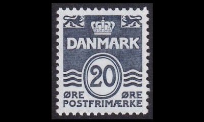 Tanska 556 ** Aaltoviiva 20 öre tumm.sininen (1974)
