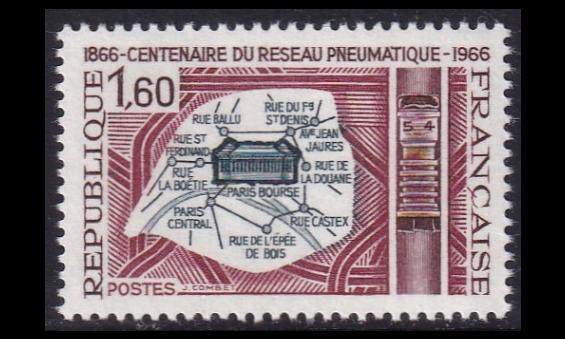 Ranska 1563 ** Pariisin putkiposti 100v (1966)
