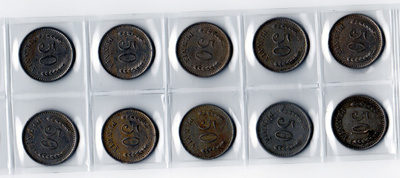 Suomalaisia 50 pennin kolikoita 10 kpl, 1921 - 1940