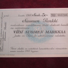 Viisi Suomen markkaa. Shekki. Suomen Pankki. 1918 - pikkukuva 1