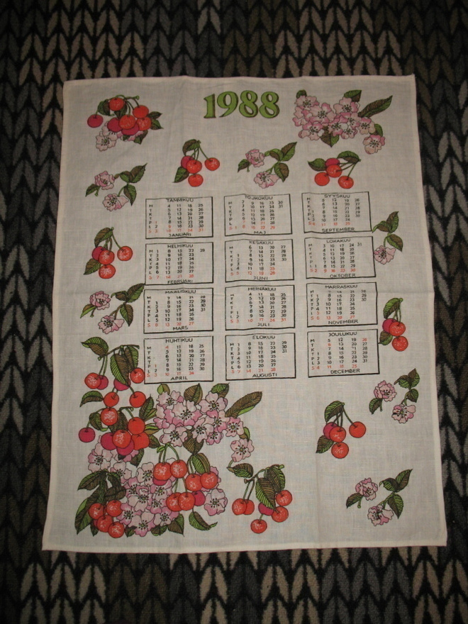 Vanha KALENTERIPYYHELIINA V. 1988