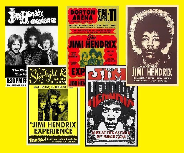 JIMI HENDRIX EXPERIENCE -- julistesetti 5kpl -- 21cm x 30cm