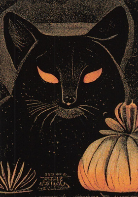 Halloween musta kissa, keltaiset silmät