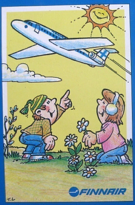 Kukkia poimimassa plus Finnair lentokone