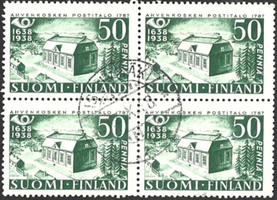 1938 Postin 300-vuotisjuhla 50 p leimattu NELILÖ LaPe 213