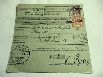 1928 Narva + Halkivaha rivil postiosoituksella