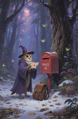 Pöllö postittaa kirjettä