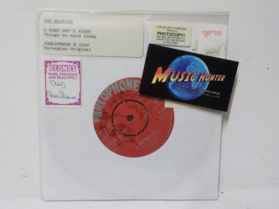THE BEATLES - A HARD DAY'S NIGHT RED PARLOPHONE VG+ 7"