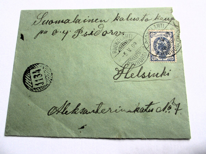 1909 Ruokolahti nrol 1134 (Lape RRR) kuorella