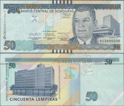 Honduras 50 Lempiras 2014 (P-101b) UNC