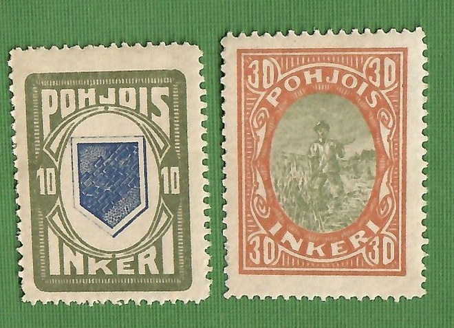 Pohjois-Inkeri merkit 10* ja 30* mk. lape hinta 24,00e (loo)