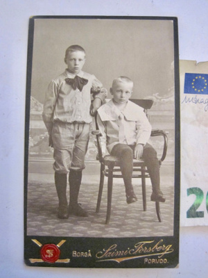 VANHA CDV Valokuvaa Lapset Pojat KIVAT Vaatteet Porvoo 1900-