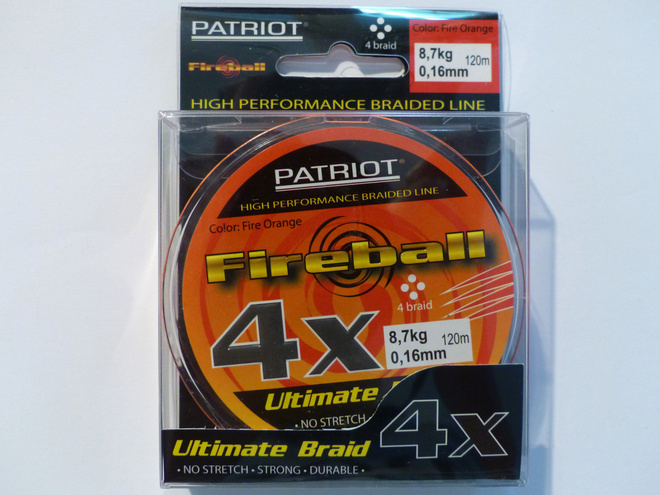 PATRIOT FIREBALL 4X 120m, 0,14mm, 7,2kg Väri: Fire Orange