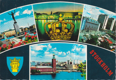 Stockholm, monikuvakortti. vaakuna  ,  e107