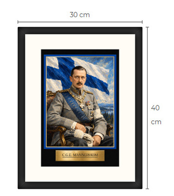 Uusi Mannerheim art print kehystetty 30 cm x 40 cm