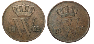 Alankomaat 1 Cent 1862 + 1875