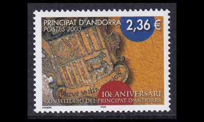 Andorra Fr 598 ** Perustuslaki 10v (2003)